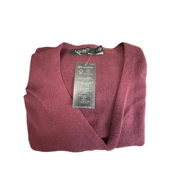 NWT Lauren Ralph Lauren Black Label L Burgundy Cross Wrap Slouchy‎ Sweater #Q6-8 - Picture 1 of 12